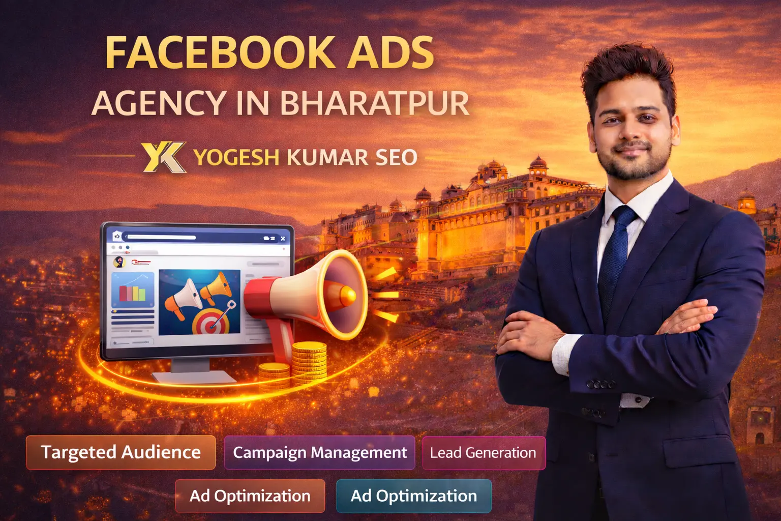Facebook ads agency in Bharatpur offering lead generation and targeted campaigns by Yogesh Kumar SEO