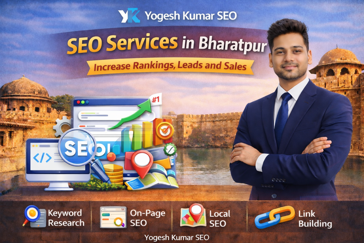 SEO services in Bharatpur by Yogesh Kumar SEO helping businesses improve rankings, traffic, and leads.