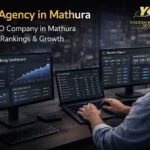 SEO expert analyzing website ranking dashboard and growth metrics